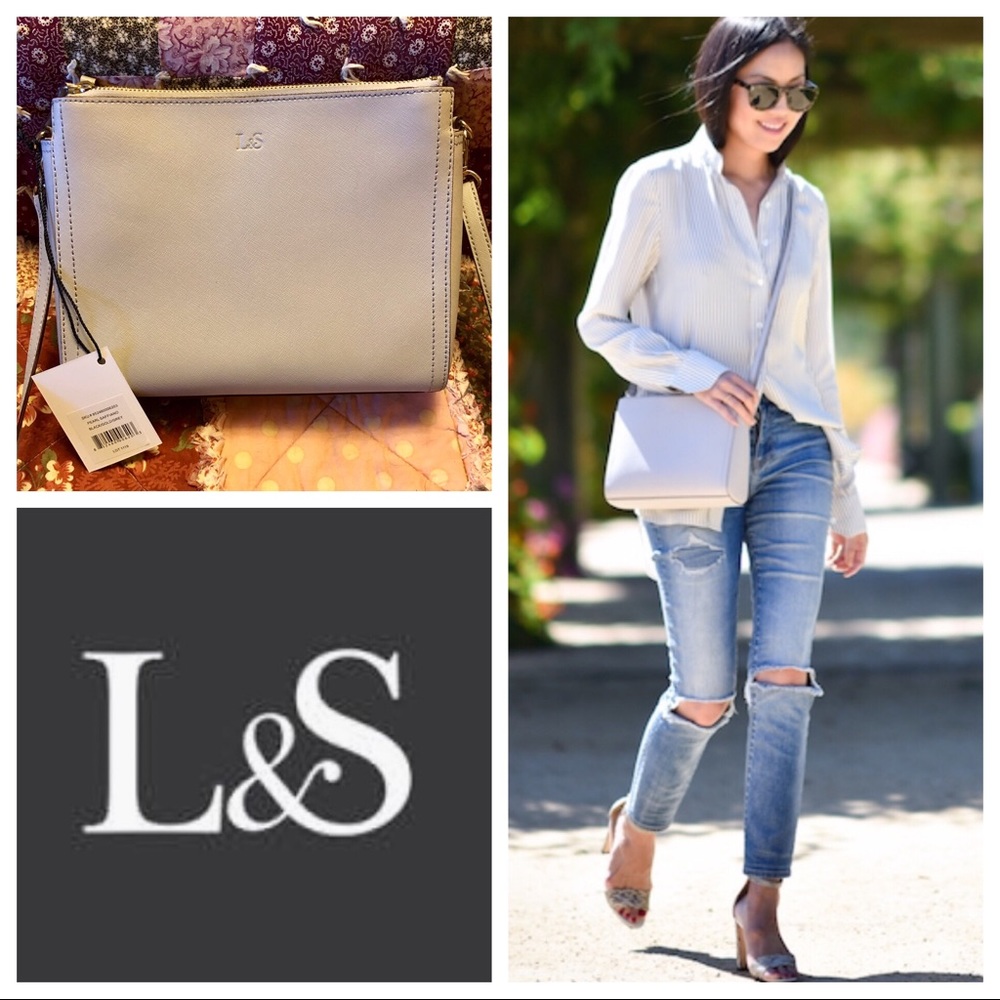 Lo & Sons Pearl Crossbody grey saffiano leather